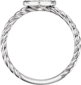 14K Gold Round Natural Diamond Pavé-Style Heart Rope Ring - White Gold - view 2