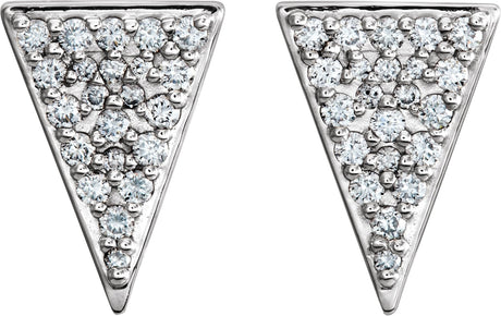 Platinum Round Natural Diamond Triangle Earrings – 1.3mm Stones - view 2