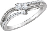 14K Gold Round Natural Diamond Two-Stone Ring II