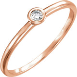 14K Gold Round Natural Diamond Bezel-Set Solitaire Ring – 2.5mm Stones - Rose Gold