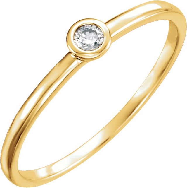 14K Gold Round Natural Diamond Bezel-Set Solitaire Ring – 2.5mm Stones - Yellow Gold