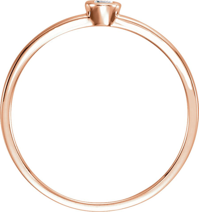 14K Gold Round Natural Diamond Bezel-Set Solitaire Ring – 2.5mm Stones - Rose Gold - view 2