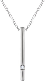 14K Gold Round Natural Diamond Accented Bar Necklace – 0.015 CTW - White Gold