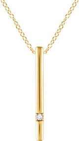14K Gold Round Natural Diamond Accented Bar Necklace – 0.015 CTW - Yellow Gold