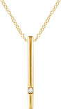 14K Gold Round Natural Diamond Accented Bar Necklace – 0.015 CTW - Yellow Gold
