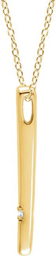 14K Gold Round Natural Diamond Accented Bar Necklace – 0.015 CTW - Yellow Gold - view 2