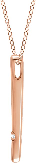 14K Gold Round Natural Diamond Accented Bar Necklace – 0.015 CTW - Rose Gold - view 2