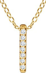 14K Gold Round Natural Diamond Bar Necklace – 0.05 CTW - Yellow Gold