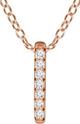 14K Gold Round Natural Diamond Bar Necklace – 0.05 CTW - Rose Gold