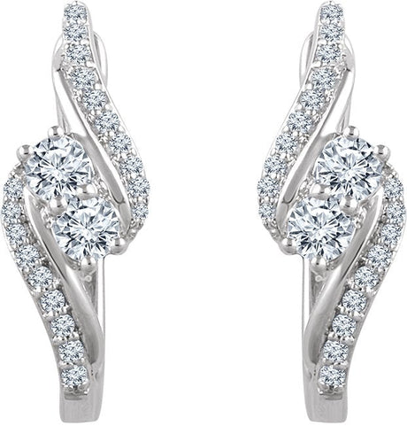 14K Gold Two-Stone Earrings - view 2