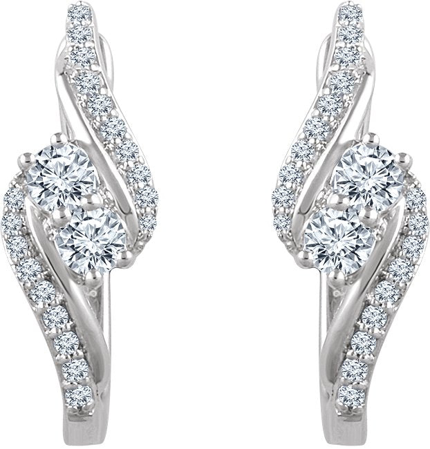 14K Gold Two-Stone Earrings - view 2