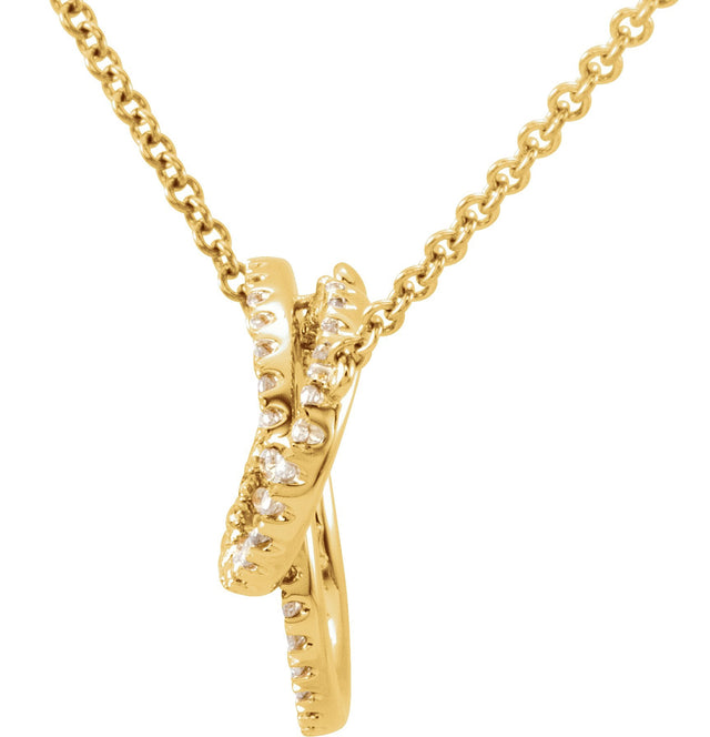 14K Gold Round Natural Diamond Interlocking Circle Necklace – 1/3 CTW - Yellow Gold - view 2