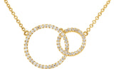 14K Gold Round Natural Diamond Interlocking Circle Necklace – 1/3 CTW - Yellow Gold
