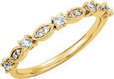 14K Gold Round Natural Diamond Stackable Ring VI - Yellow Gold
