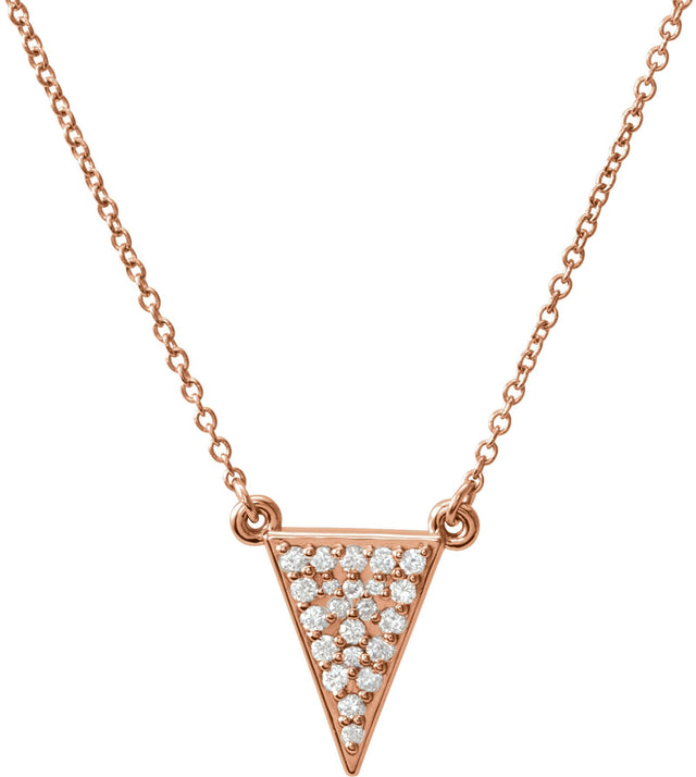 14K Gold Triangle Necklace – 14.3x12.5mm - Rose Gold