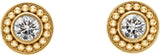 14K Gold Round Natural Diamond Bezel-Set Beaded Earrings - Yellow Gold - view 2