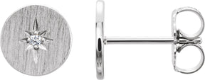 Platinum Round Natural Diamond Accented Earrings