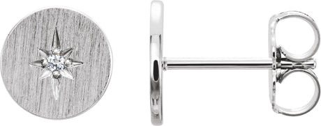 Platinum Round Natural Diamond Accented Earrings