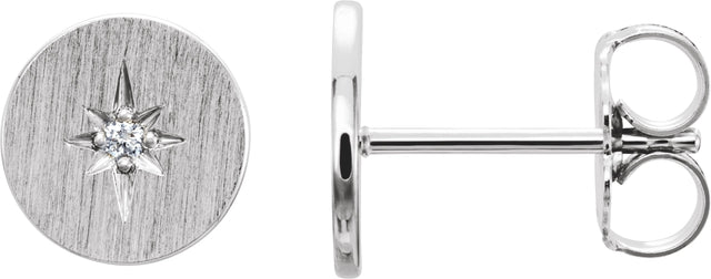 Platinum Round Natural Diamond Accented Earrings