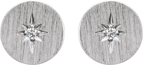 Platinum Round Natural Diamond Accented Earrings - view 2