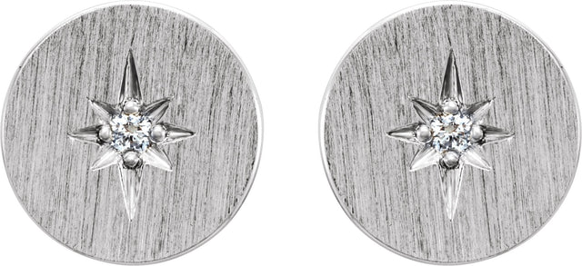 Platinum Round Natural Diamond Accented Earrings - view 2