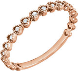 14K Gold Round Natural Diamond Stackable Heart Ring – 1mm Stones