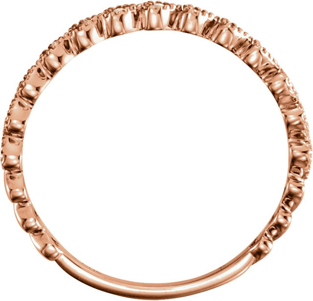 14K Gold Round Natural Diamond Stackable Heart Ring – 1mm Stones - view 2