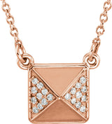14K Gold Pyramid Necklace - Rose Gold