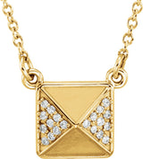 14K Gold Pyramid Necklace - Yellow Gold