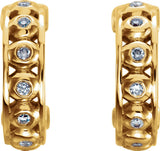 14K Gold Round Natural Diamond Bezel-Set Hoop Earrings - Yellow Gold - view 2