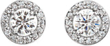 14K Gold Lab-Grown Diamond Round 4-Prong Halo-Style Earrings – 4mm Stones - White Gold - view 2