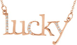 14K Gold "Lucky" Phrase Necklace - Rose Gold