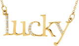 14K Gold "Lucky" Phrase Necklace - Yellow Gold