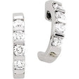 14K Gold Round Natural Diamond Accented J-Hoop Earrings – 2.5mm Stones - White Gold