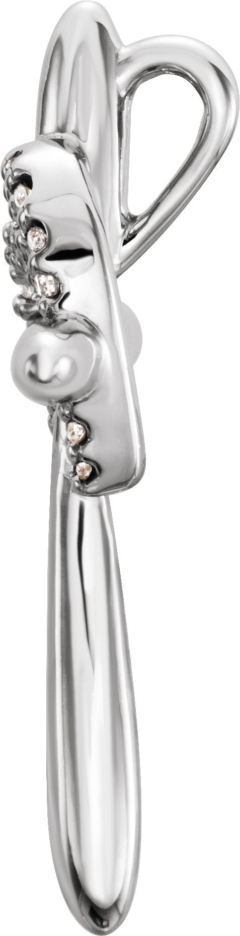 14K Gold Round Natural Diamond Heart & Cross Pendant – 0.04 CTW - White Gold - view 2
