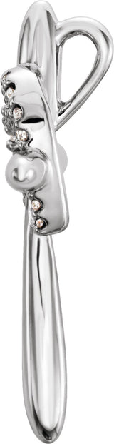 Platinum Round Natural Diamond Heart & Cross Pendant - view 2