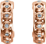 14K Gold Round Natural Diamond Bezel-Set Hoop Earrings - Rose Gold - view 2