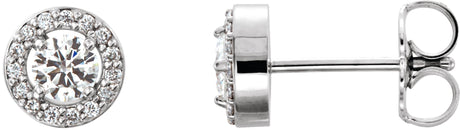 14K Gold Lab-Grown Diamond Round 4-Prong Halo-Style Earrings – 4mm Stones - White Gold