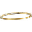 14K Gold Round Natural Diamond Accented Hinged Bangle Bracelet – 2mm Stones - Yellow Gold