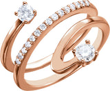 14K Gold Round Natural Diamond Accented Freeform Ring - Rose Gold