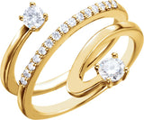14K Gold Round Natural Diamond Accented Freeform Ring - Yellow Gold