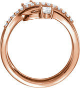 14K Gold Round Natural Diamond Accented Freeform Ring - Rose Gold - view 2
