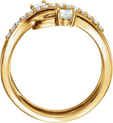 14K Gold Round Natural Diamond Accented Freeform Ring - Yellow Gold - view 2