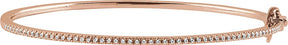 14K Gold Round Natural Diamond Pavé-Style Bangle Bracelet – 1.3mm Stones - Rose Gold