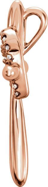 14K Gold Round Natural Diamond Heart & Cross Pendant – 0.04 CTW - Rose Gold - view 2