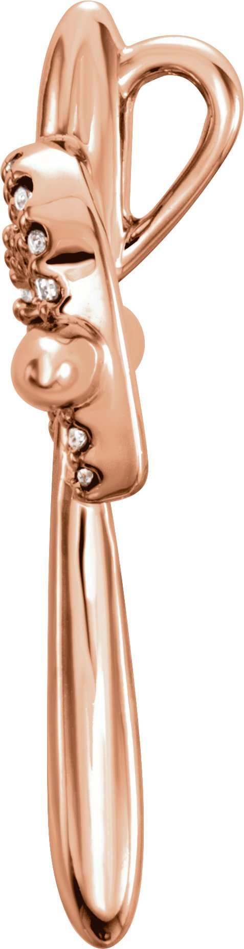 14K Gold Round Natural Diamond Heart & Cross Pendant – 0.04 CTW - Rose Gold - view 2