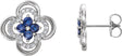 Platinum Round Natural Blue Sapphire Clover Earrings – 2.5mm Stones