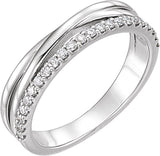 Platinum Round Natural Diamond Criss-Cross Ring IV