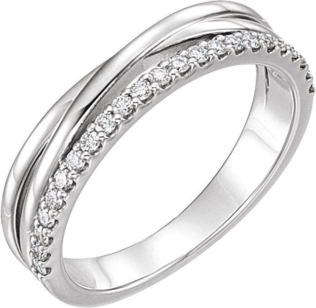 Platinum Round Natural Diamond Criss-Cross Ring IV
