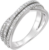 Platinum Round Natural Diamond Criss-Cross Ring III